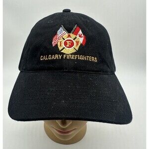 Calgary Firefighters Embroidered Baseball Hat Black Adjustable Strap Back Cap